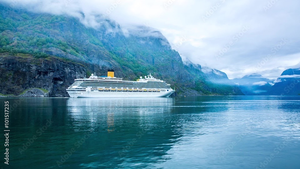 Cruise Ship, Cruise Liners On Hardanger fjorden, Norway Cruise Ship, Cruise Liners On Hardanger fjorden, Norway