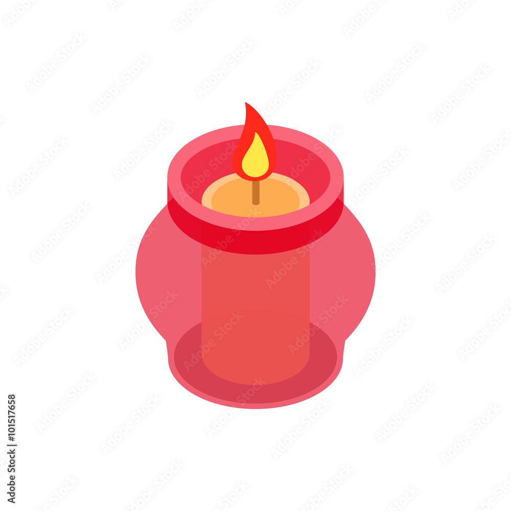 Candle in a candlestick isometric 3d icon Candle in a candlestick isometric 3d icon