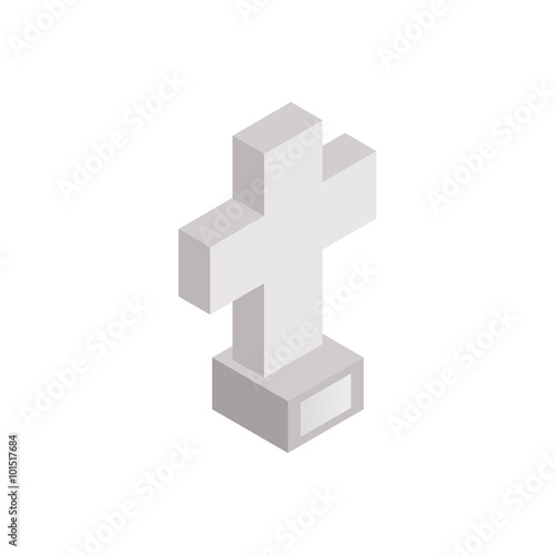Cross tombstone isometric 3d icon 