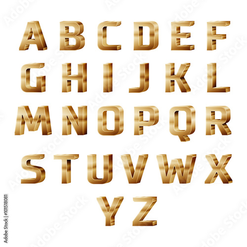 golden 3D alphabet