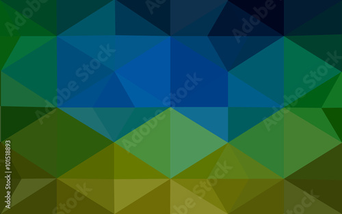 Multicolor dark blue, yellow, orange polygonal design pattern, which consist of triangles and gradient in origami style.