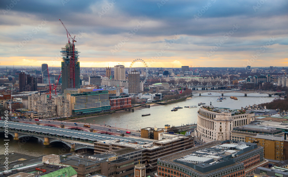 LONDON, UK - JANUARY 27, 2015:  London panorama at sunset