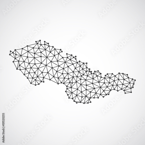 Czech Slovakia low poly map. Past federation vector map