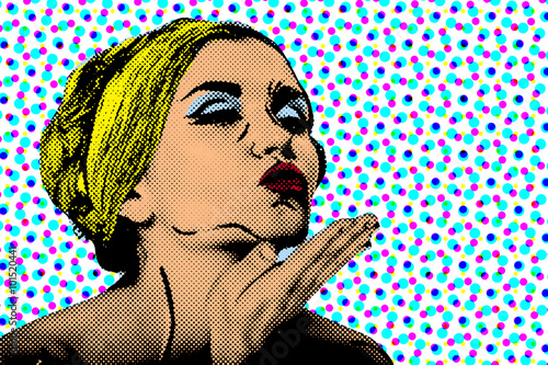 Pop art comic style woman, retro poster