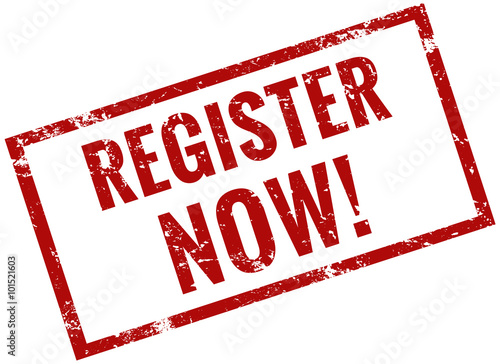 Register now Stempel rot grunge