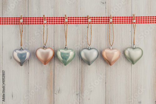 Hearts shape on vintage wood background, Celebration