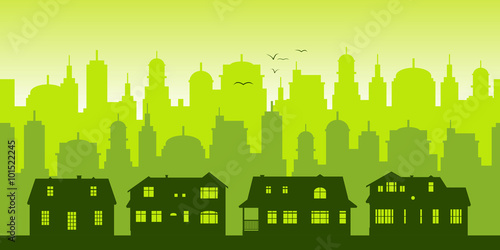 Green Cityscape Background