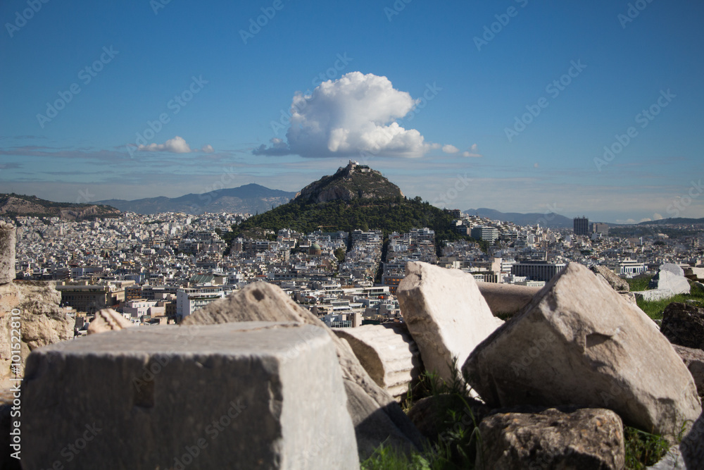 Blick con der Akropolis auf Athen - obrazy, fototapety, plakaty 