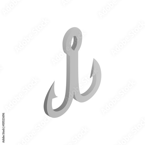 Treble fish hook isometric 3d icon 