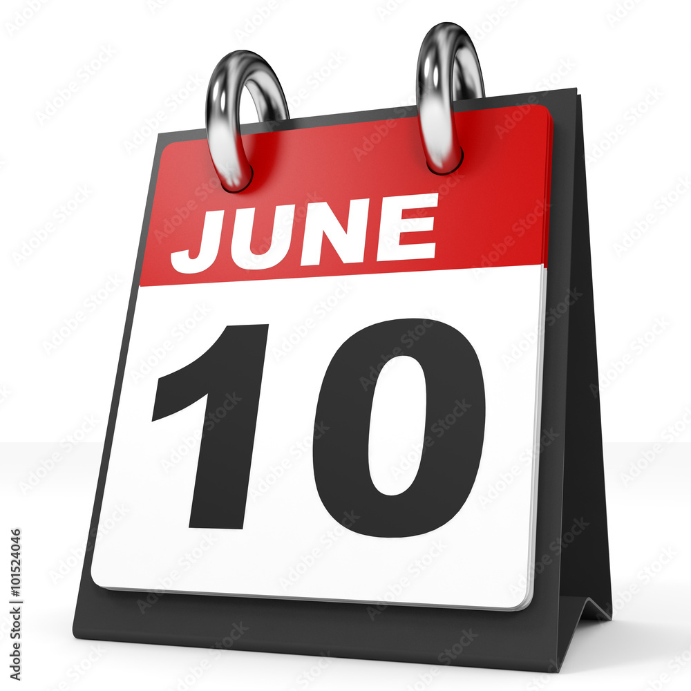 Calendar on white background. 10 June. Calendar on white background. 10 June.