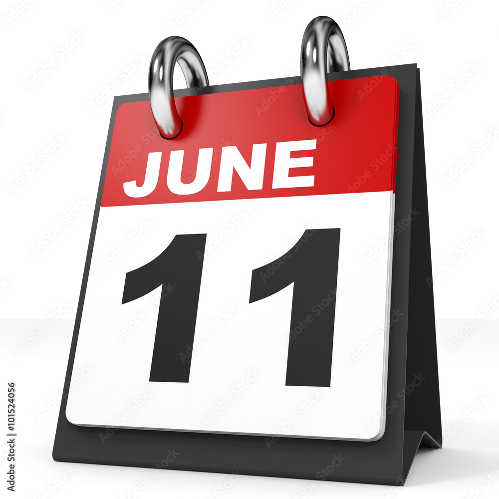 Calendar on white background. 11 June. Calendar on white background. 11 June.