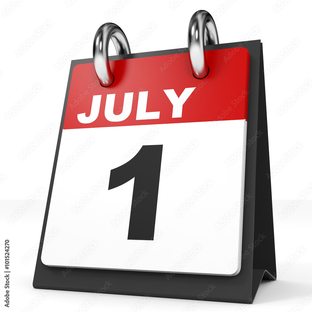 Calendar on white background. 1 July. Calendar on white background. 1 July.