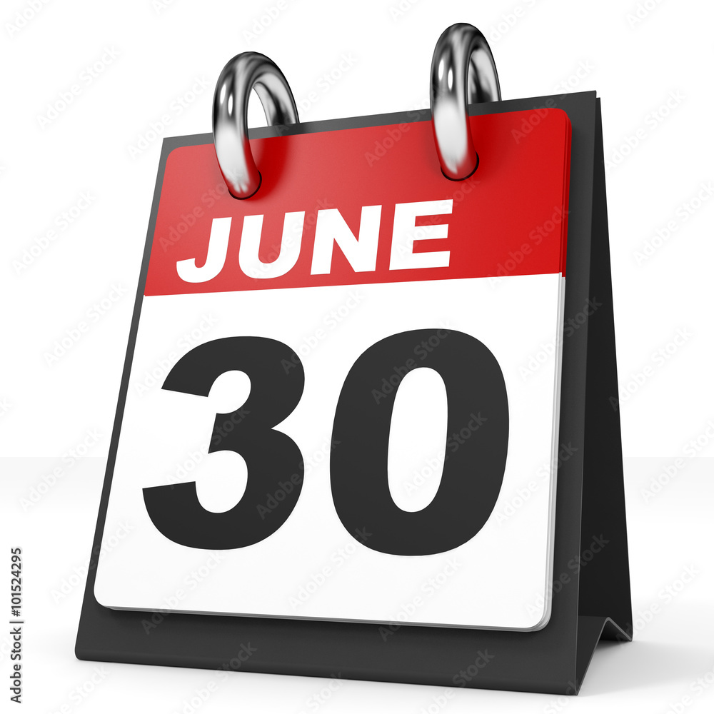Calendar on white background. 30 June. Calendar on white background. 30 June.