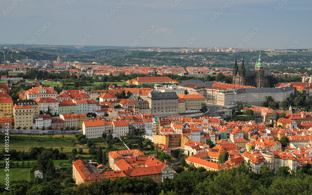 Aerial view over Old Town in Prague, Czech Republic