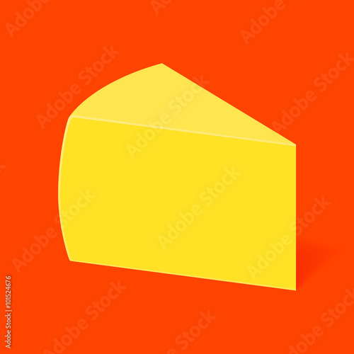 three-cornered piece of cheese on a red background