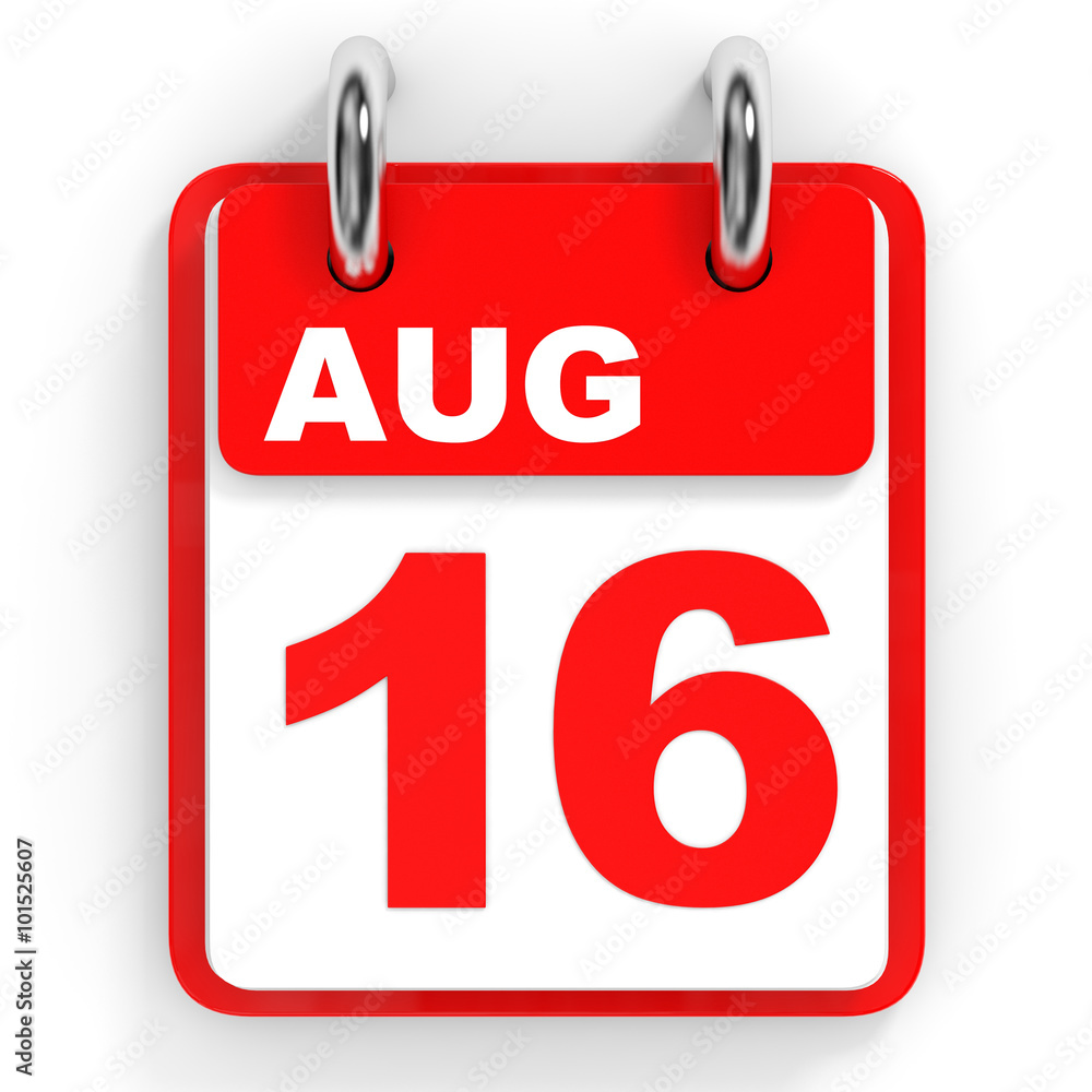 Calendar on white background. 16 August. Calendar on white background. 16 August.