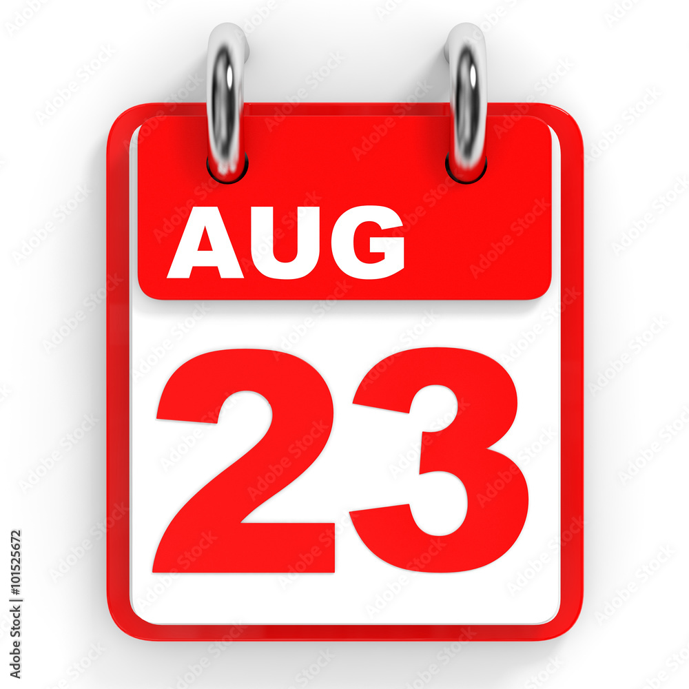 Calendar on white background. 23 August. Calendar on white background. 23 August.