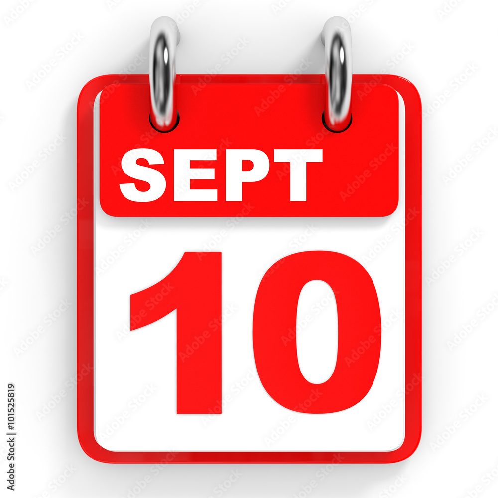 Calendar on white background. 10 September. Calendar on white background. 10 September.
