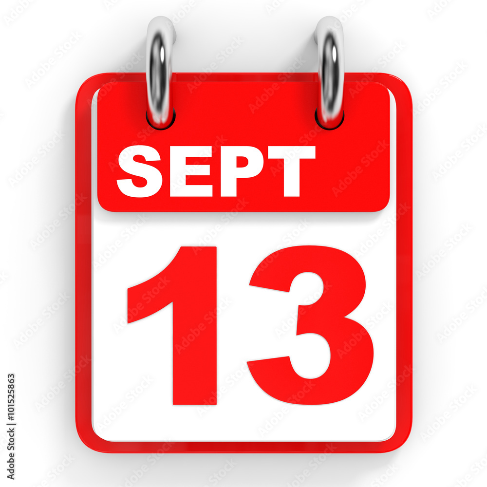 Calendar on white background. 13 September. Calendar on white background. 13 September.