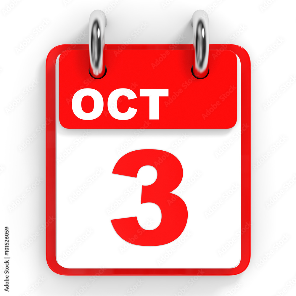 Calendar on white background. 3 October. Calendar on white background. 3 October.