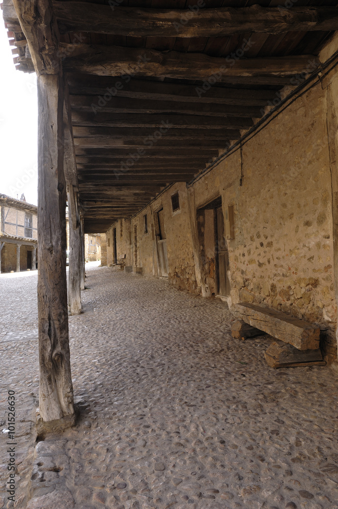 arcades in the medieval village of Calatañazor, Soria province,