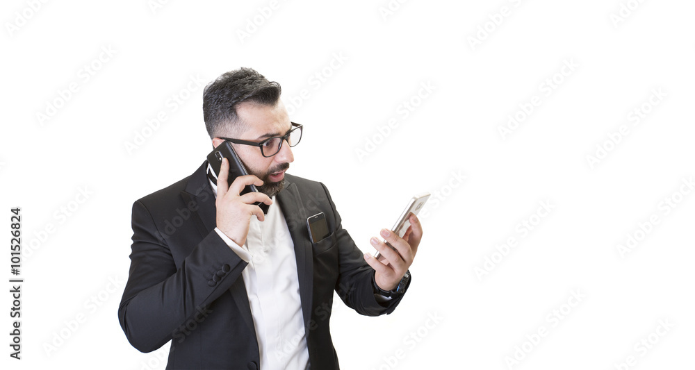 man looking phone screen and surprised