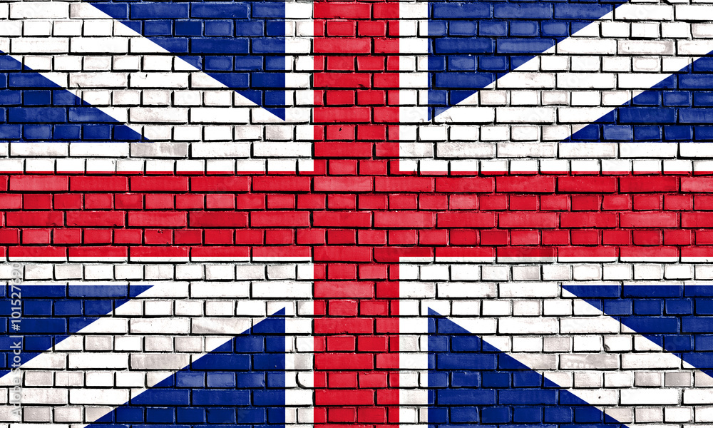Fototapeta premium old Union flag painted on brick wall