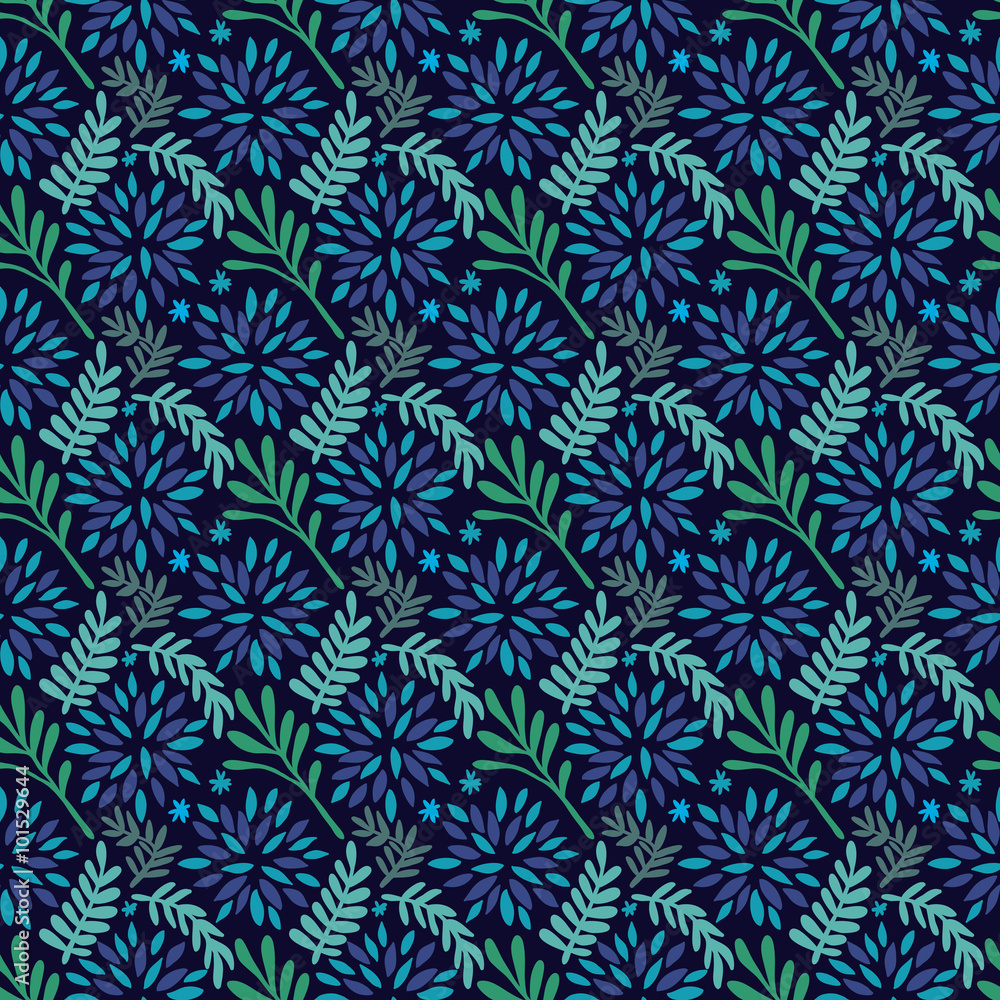 Seamless vector pattern with abstract flowers and leaves. suitable for textiles or paper. You can change the background.