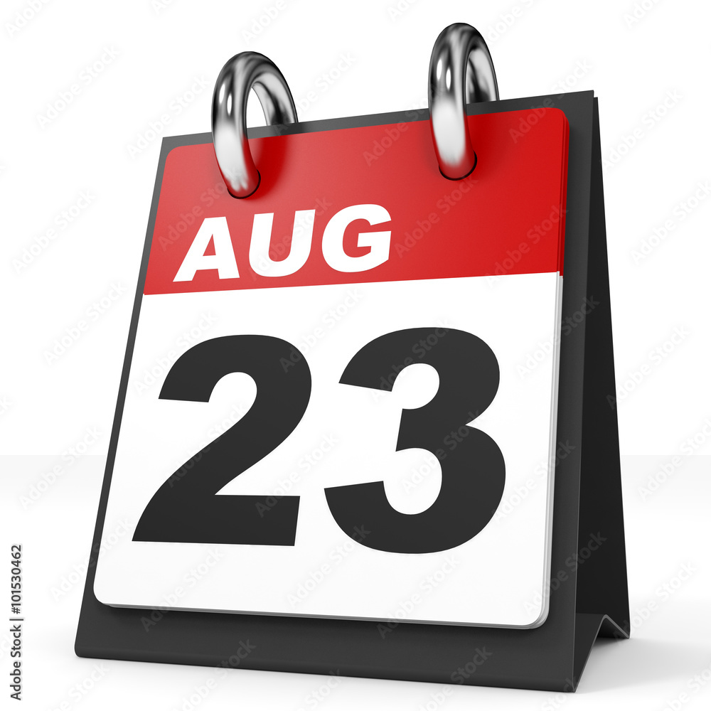Calendar on white background. 23 August. Calendar on white background. 23 August.