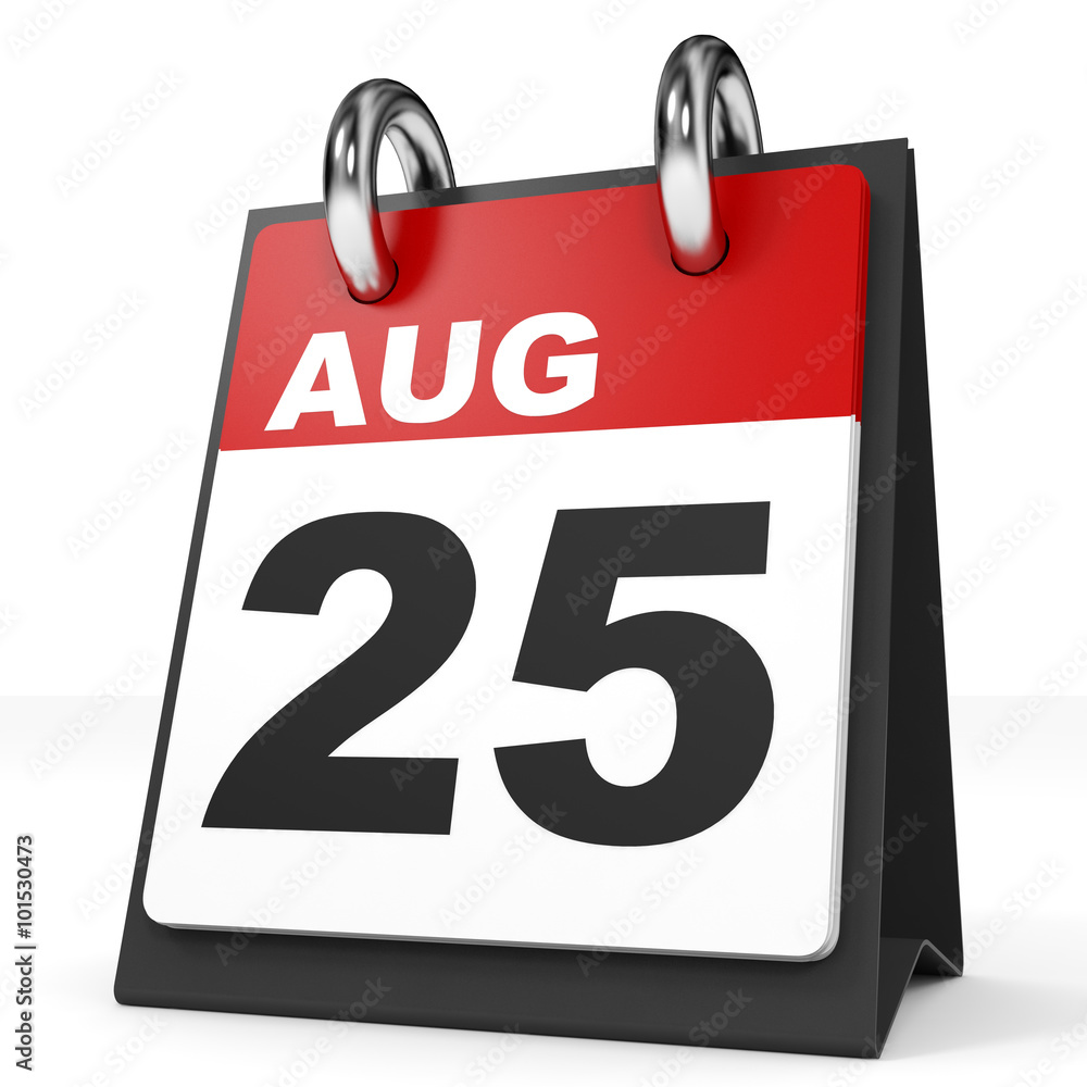 Calendar on white background. 25 August. Calendar on white background. 25 August.