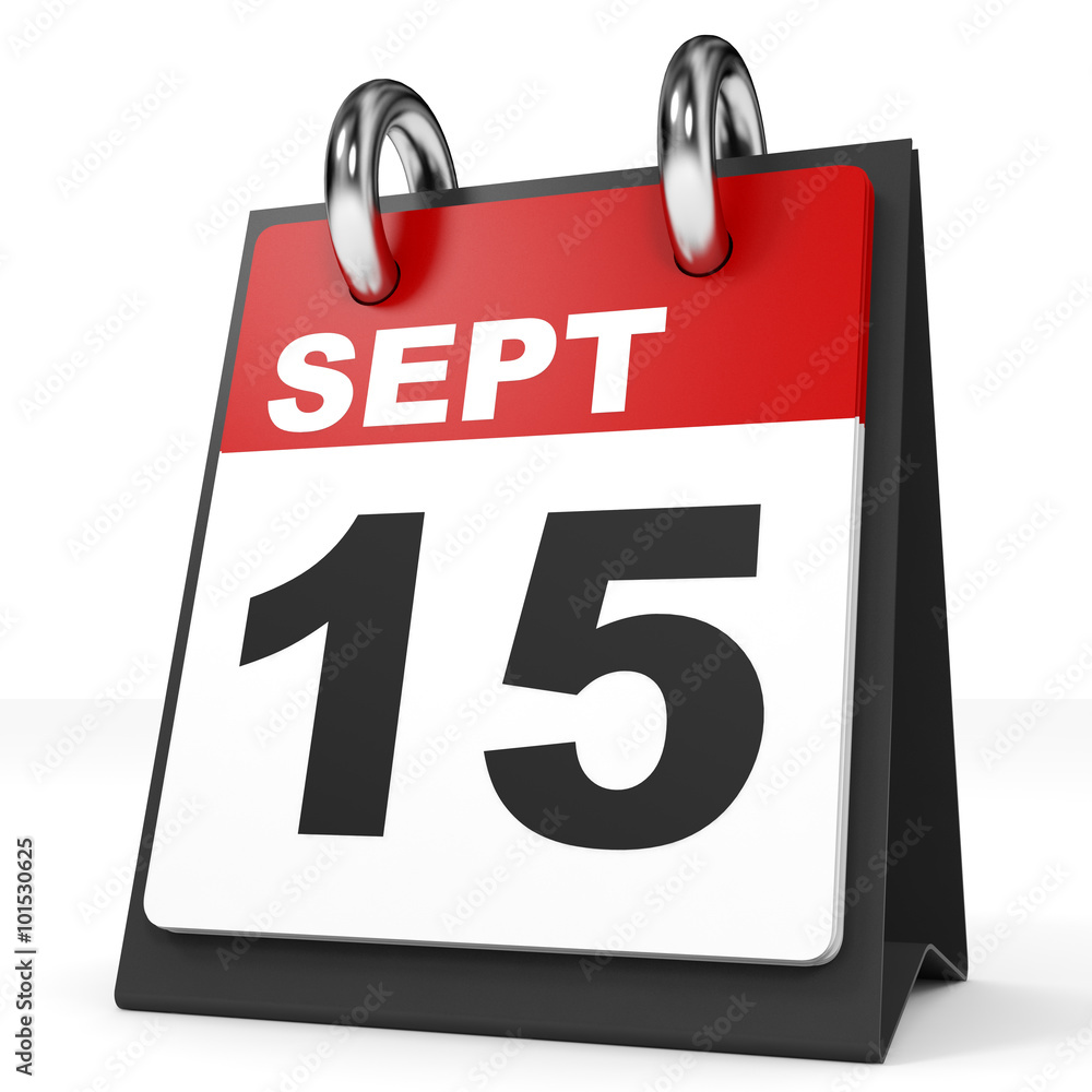 Calendar on white background. 15 September. Calendar on white background. 15 September.