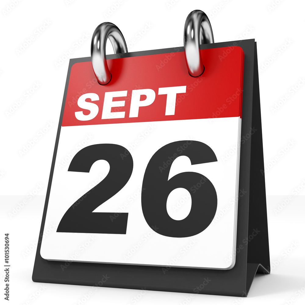 Calendar on white background. 26 September. Calendar on white background. 26 September.