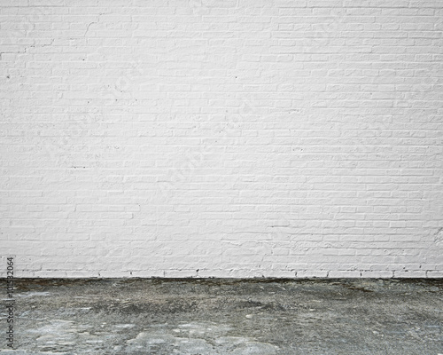 white brick wall with moosy floor indoor