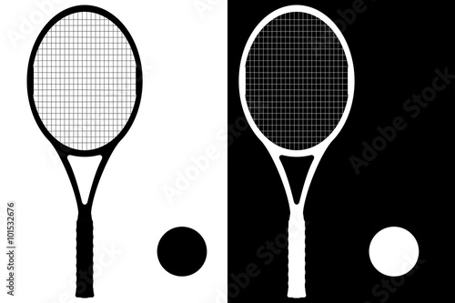 Tennis racket and ball.  icon.
