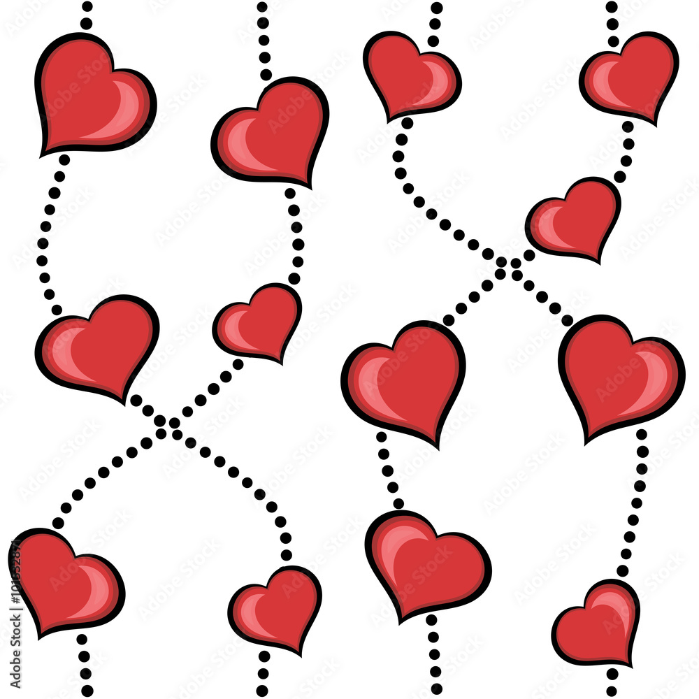 Fotografie Abstract red hearts seamless background. Vector illustration.