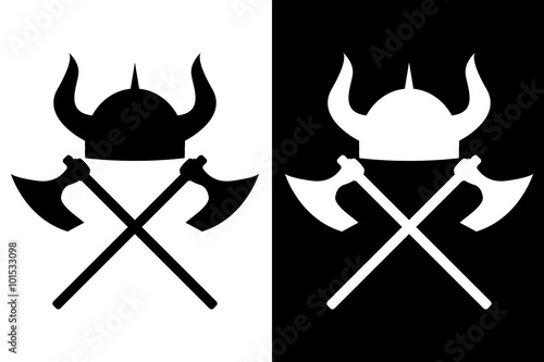 Viking helmet and axes.  icon