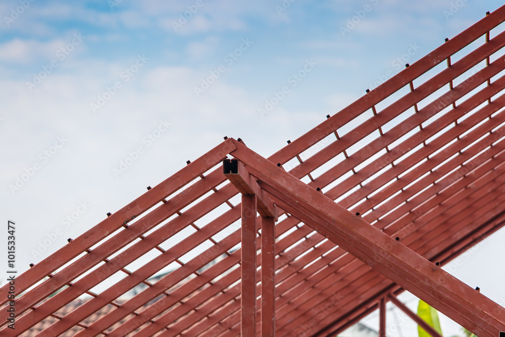 Roof steel architecture under construction