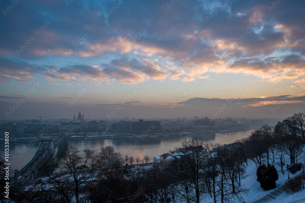 Budapest sunrise view