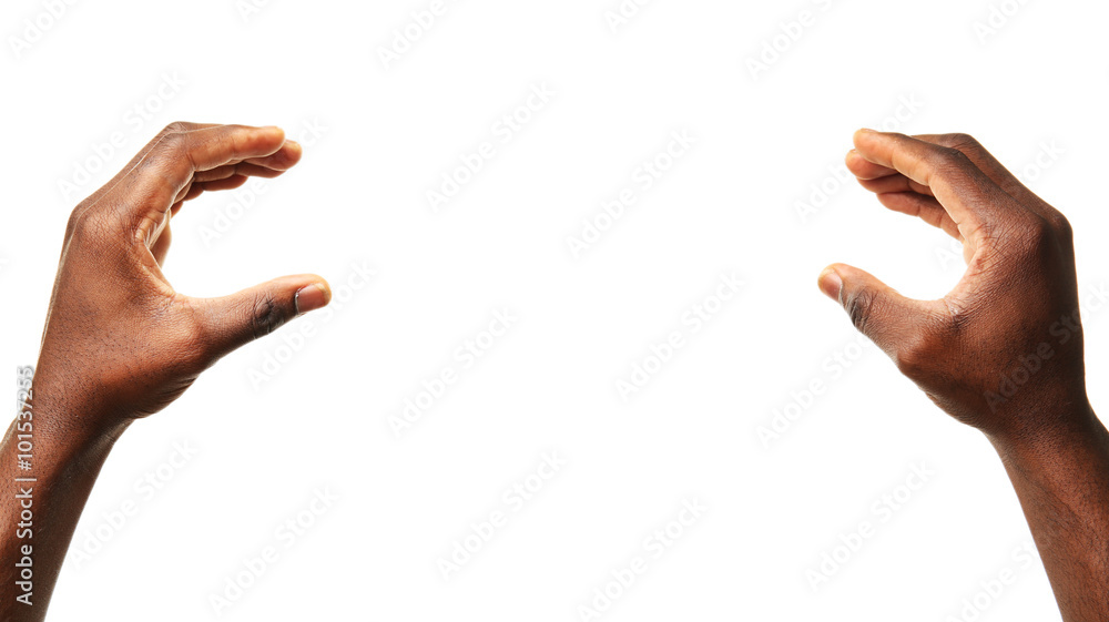 Fotografie Male hands isolated on white