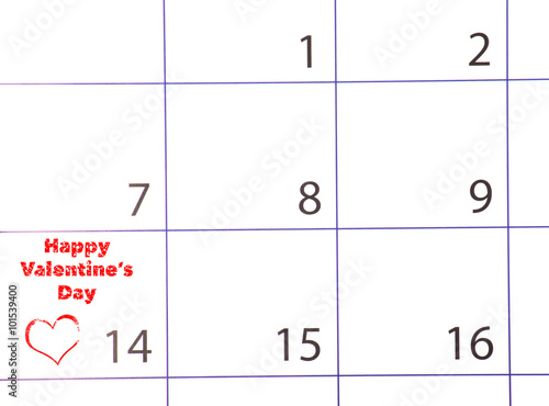 Calendar page with a red hand written heart highlight