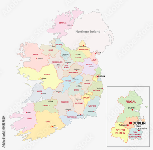 map of ireland administrative divisions on counties level