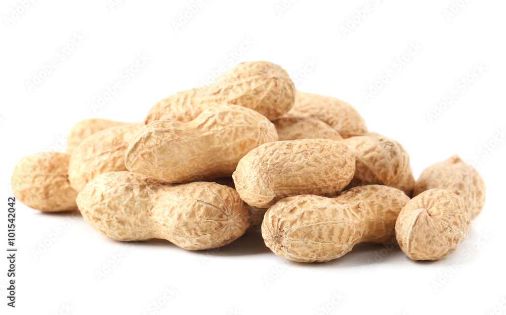 Pile of peanuts, isolated on white Pile of peanuts, isolated on white