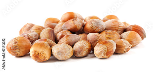 Pile of acorn nuts, isolated on white