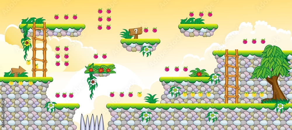Tile set Platform for Game - A set of layered vector game asset,
contains backgorund, ground tiles and several items / objects / decorations,
used for creating mobile games
Tile set Platform for Game - A set of layered vector game asset,
contains backgorund, ground tiles and several items / objects / decorations,
used for creating mobile games