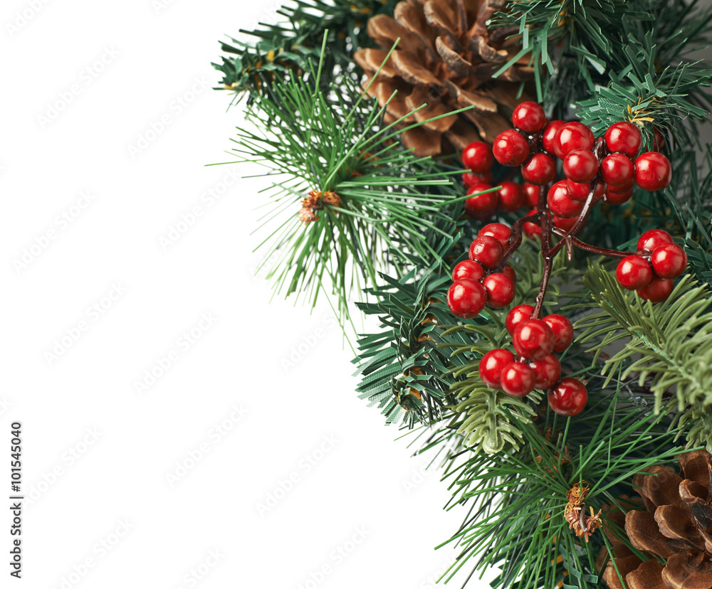 Close-up fragment of Christmas wreath Close-up fragment of Christmas wreath
