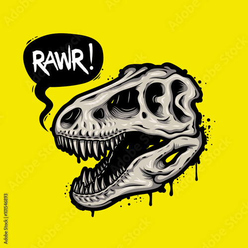 Illustration of dinosaur skull