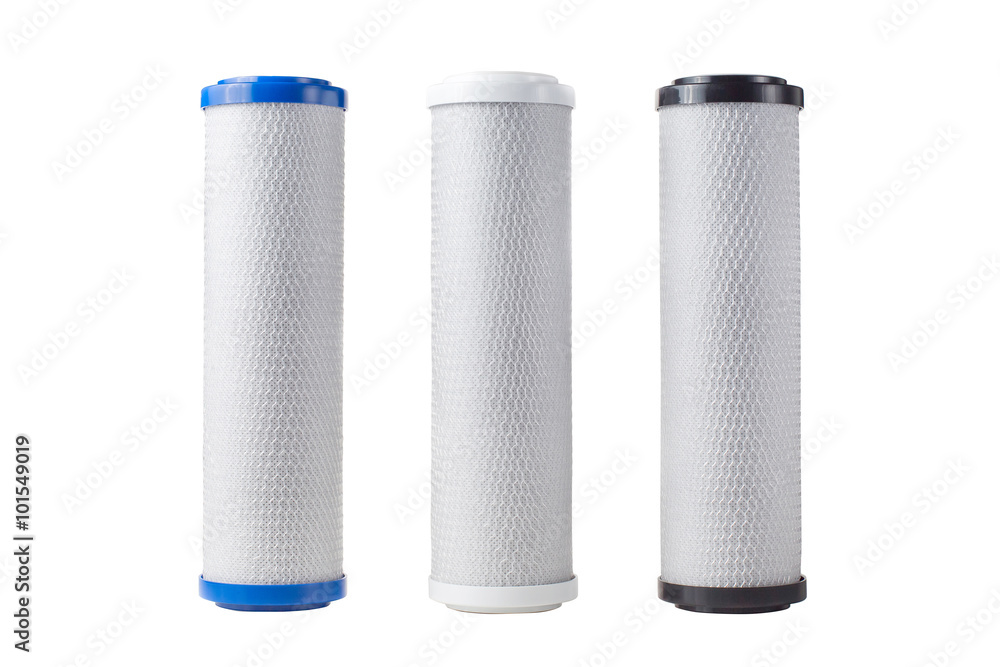 Fotografie cartridges for water filter isolated on white