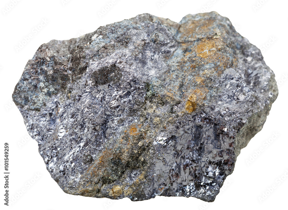 Obraz premium galena mineral stone with chalcopyrite isolated