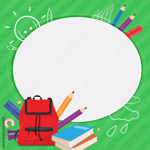 vector school kid frame design,school bag,Place for text