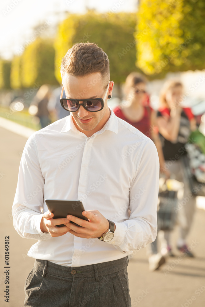 Man with mobile phone in hands Man with mobile phone in hands